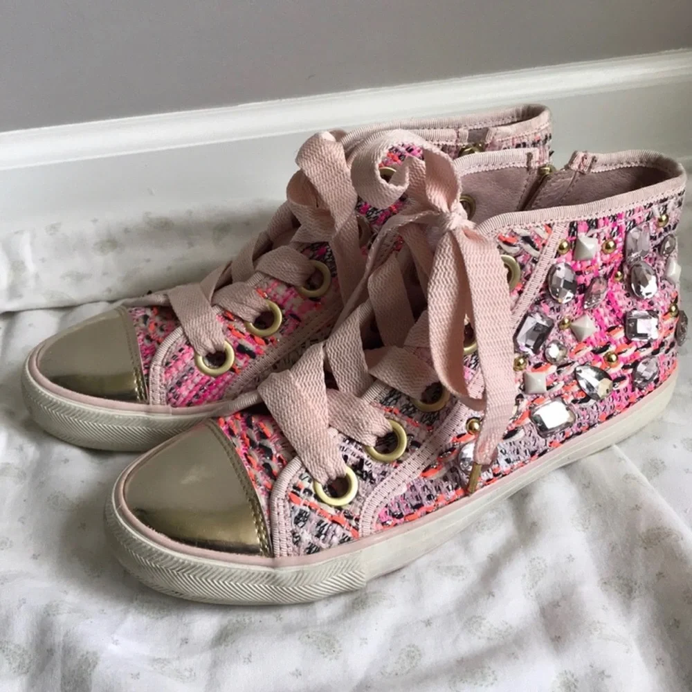 Pink jeweled Vanessa high top sneakers - Picture 2 of 5